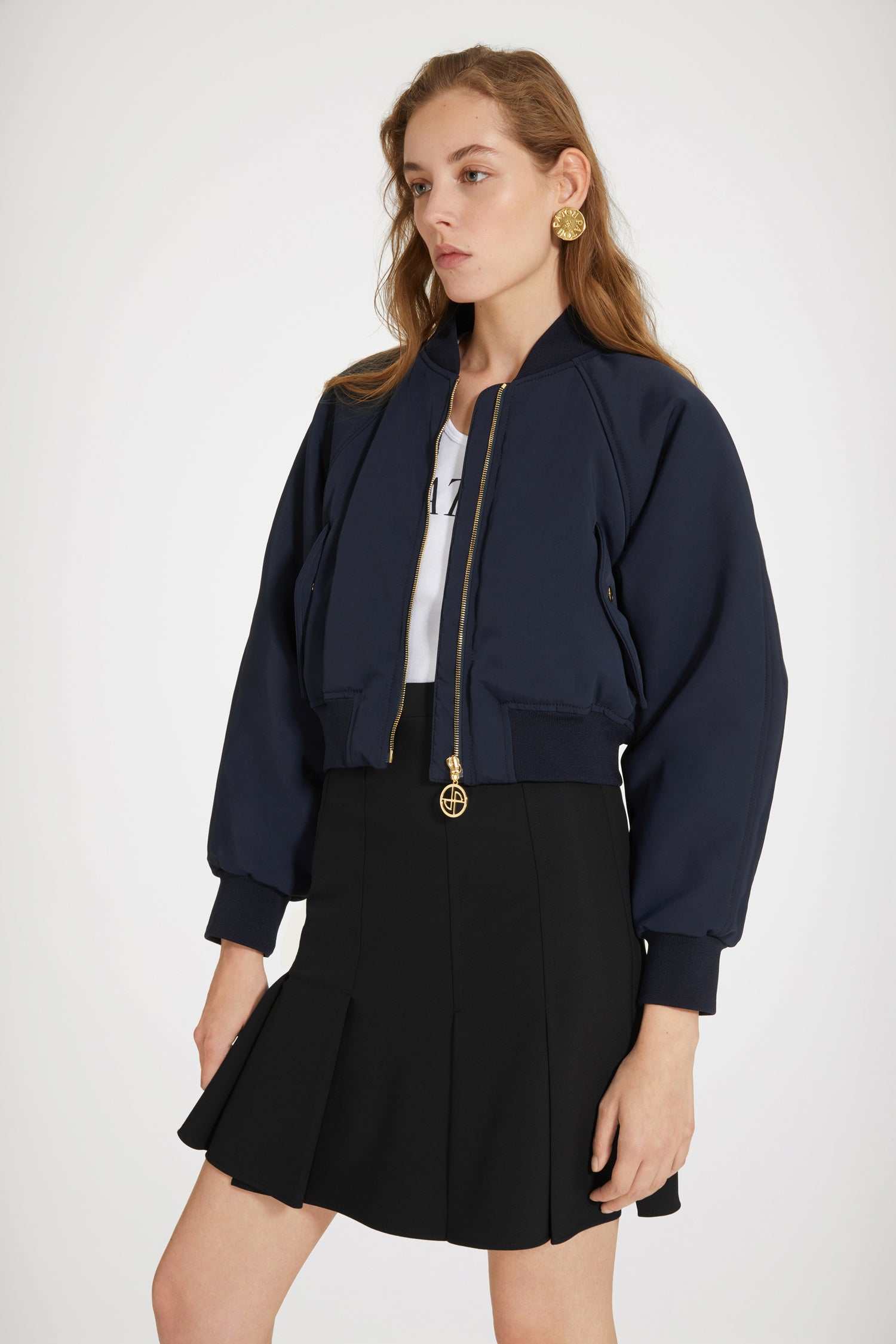 Patou P23SK0370103698N jupe plissée bleu nuit laine
