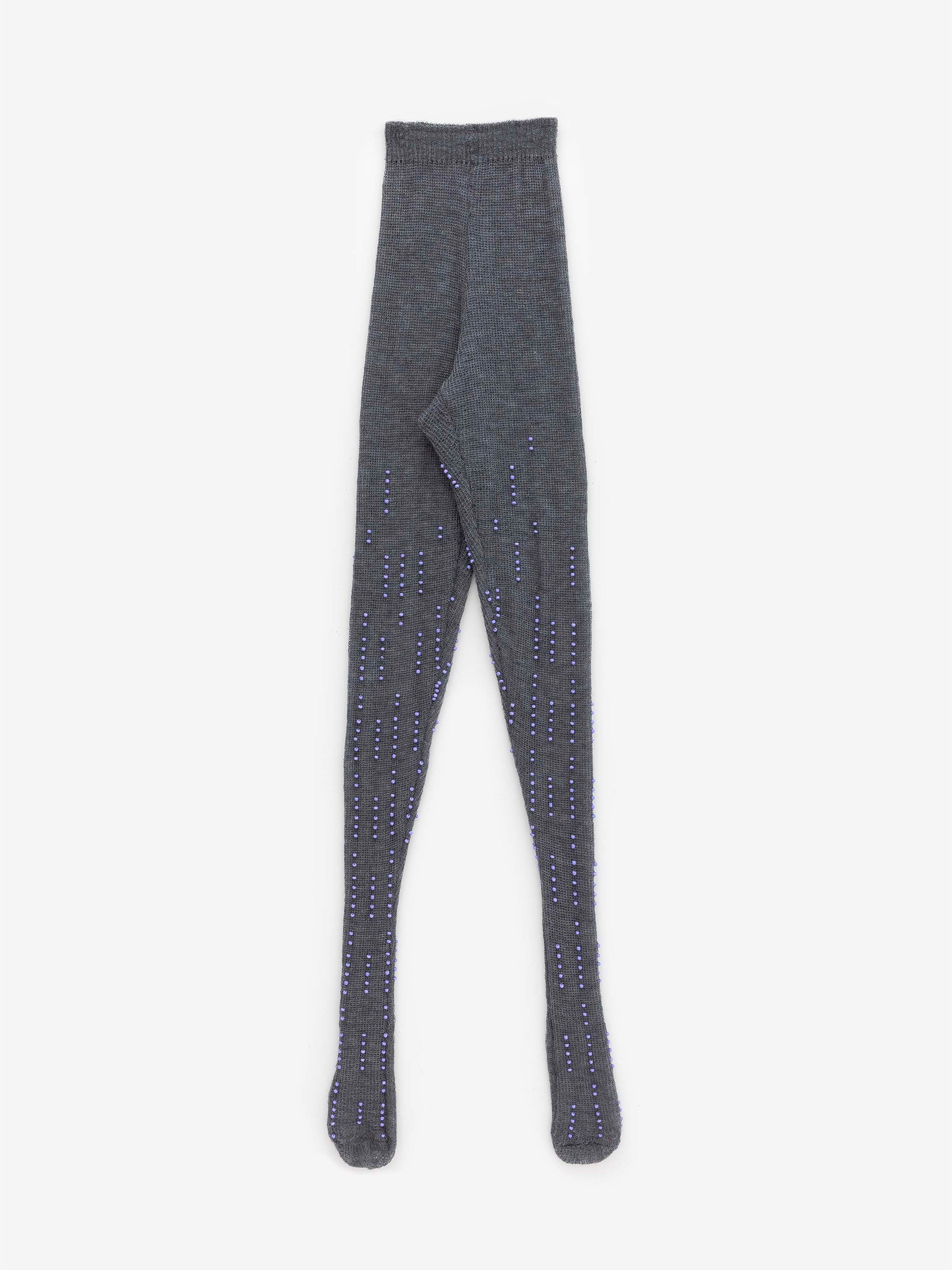 Ester Manas Pants Beaded Open-Knit Wool Legging laine à perles