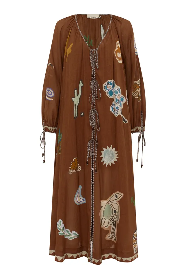 Alemaïs Laurence Tie Front Shirtdress robe midi ramie coton