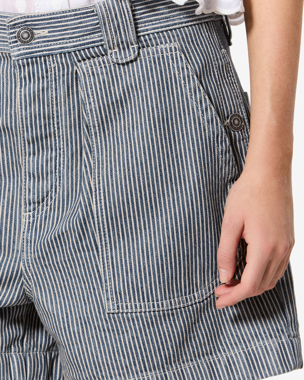 Isabel Marant Eveja short coton bleu-blanc rayé