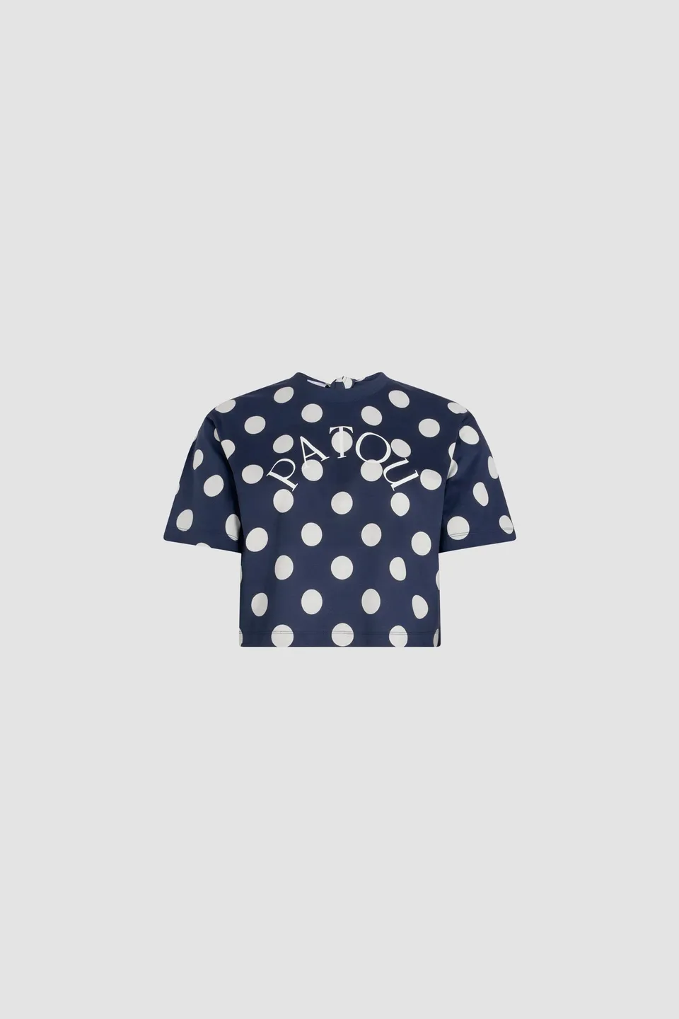 Patou P25JE137 t-shirt coton bio bleu marine pois crop