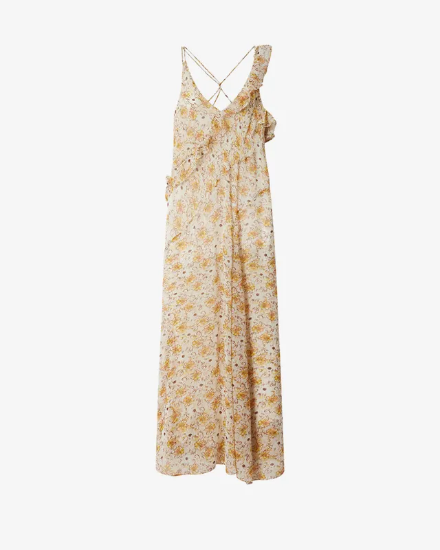 Isabel Marant Luxie robe longue jaune écru fleurie