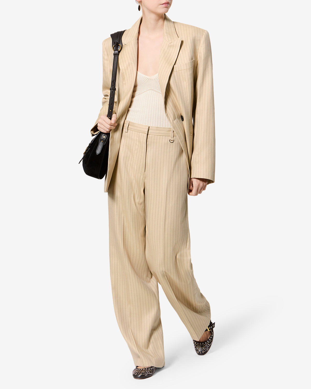 Isabel Marant Ranya veste beige laine cintrée