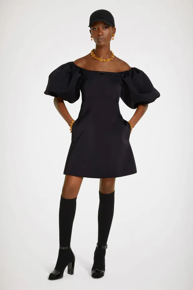 Patou Balloon H22DR094 mini robe noire satin