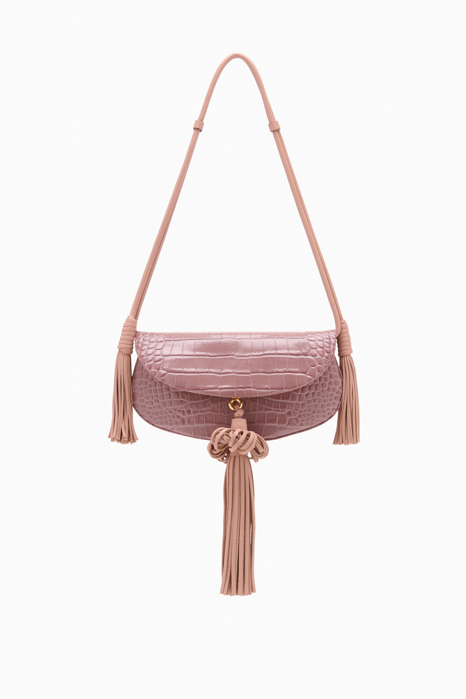 Ulla Johnson Paloma Flap Tassel sac rose Rosa pompon