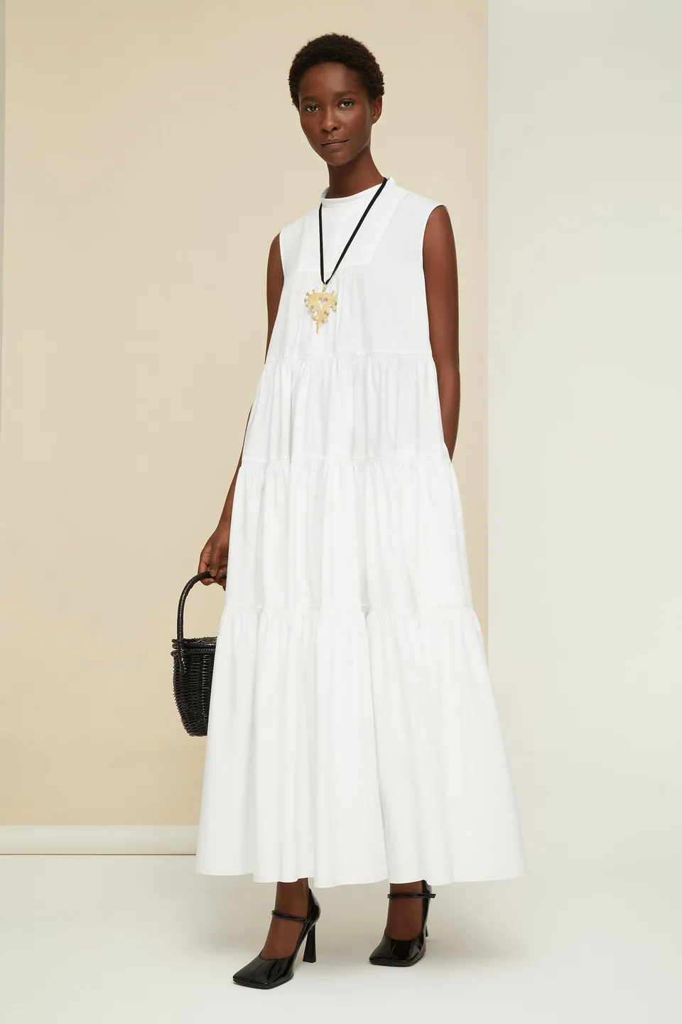 Patou DR066 robe maxi blanche coton bio à volants poches