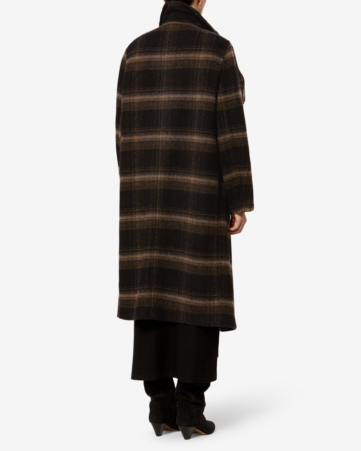 Isabel Marant Gihan manteau laine Noir Kaki à franges