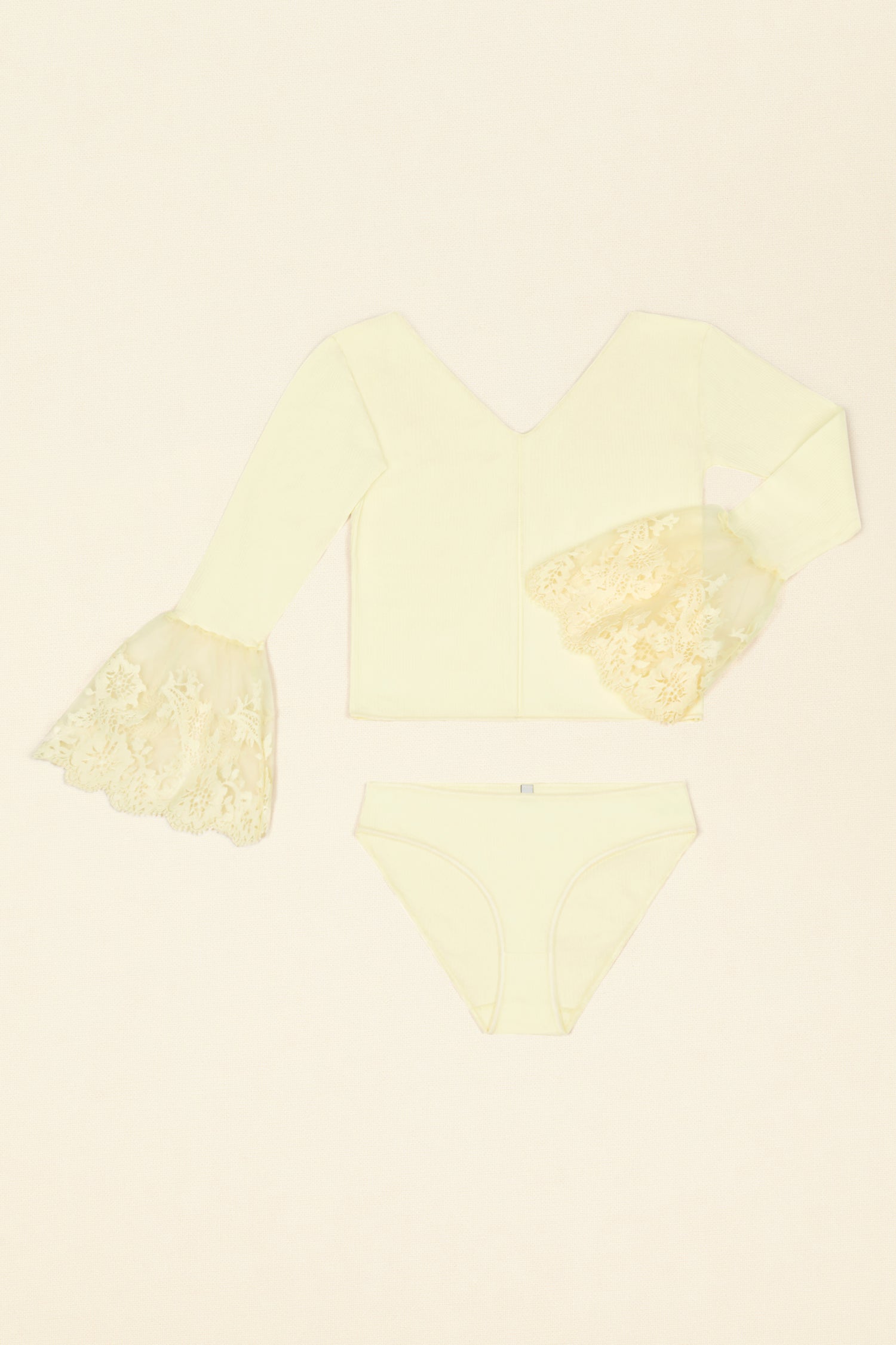 Patou LI002 ensemble coton bio jaune dentelle Popcorn
