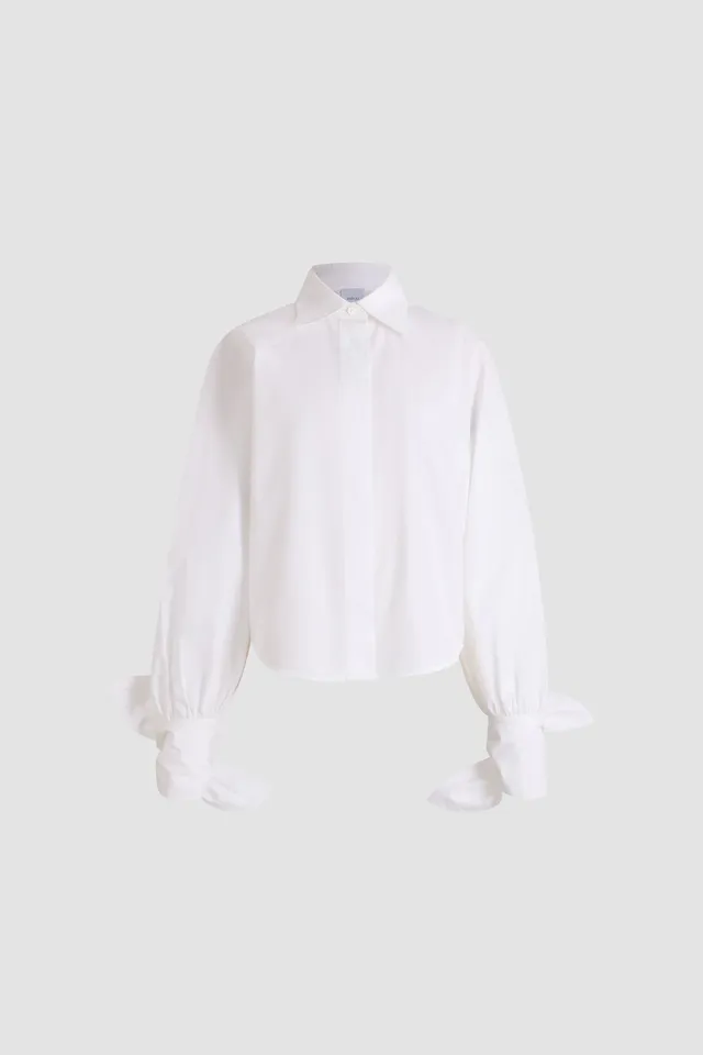 Patou H26BL064 blouse blanche coton bio manches nouées