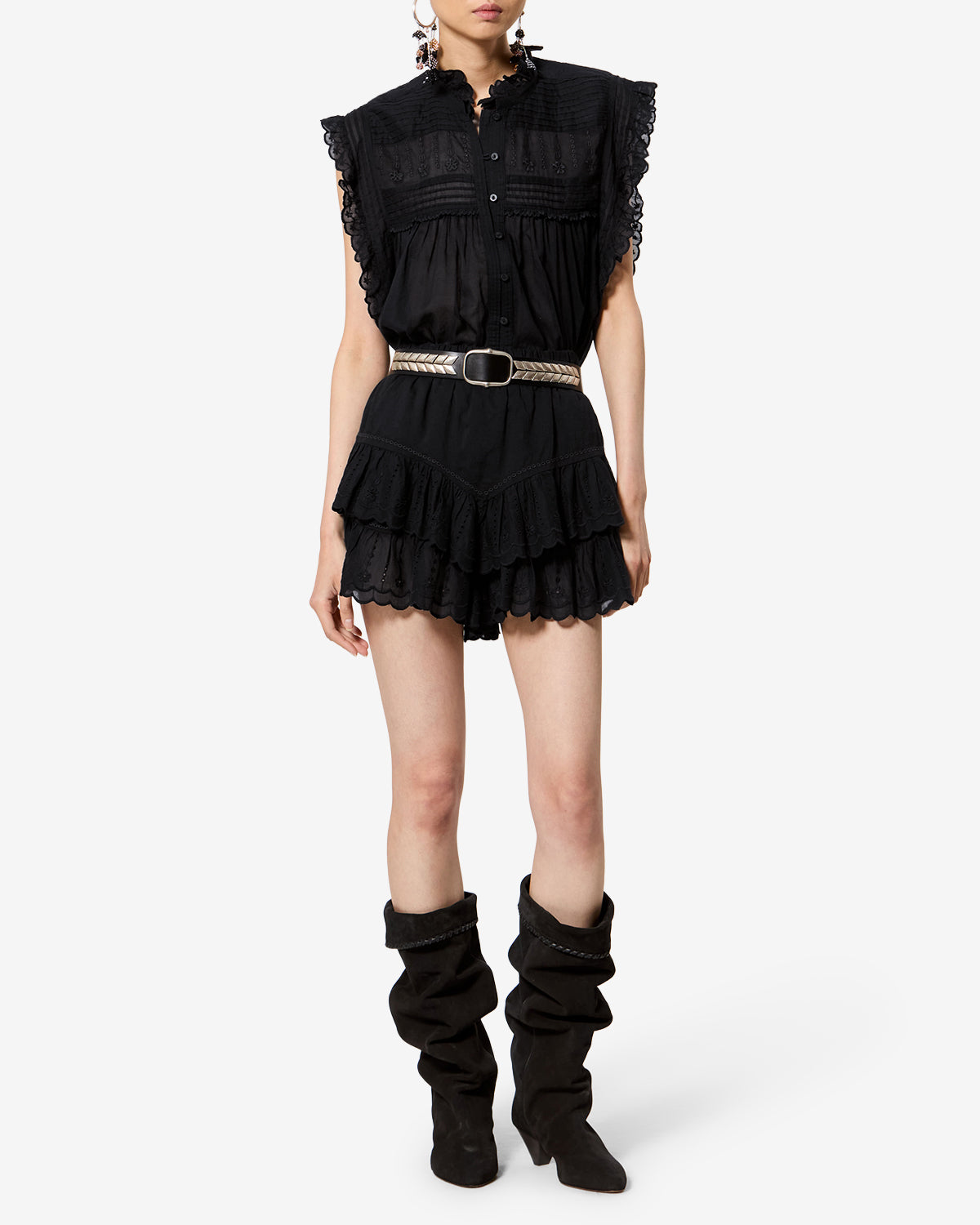 Isabel Marant Dersia top noir voile coton 34-44