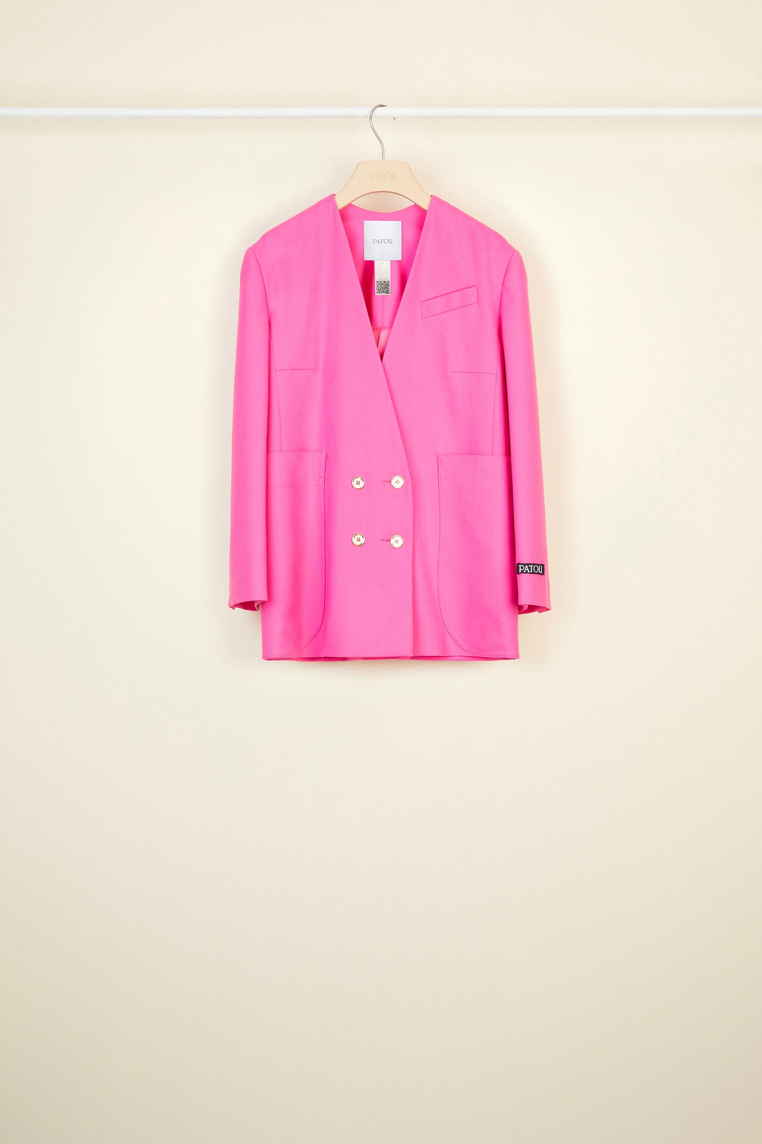 Patou H20JA002 veste Raspberry laine sans col croisée