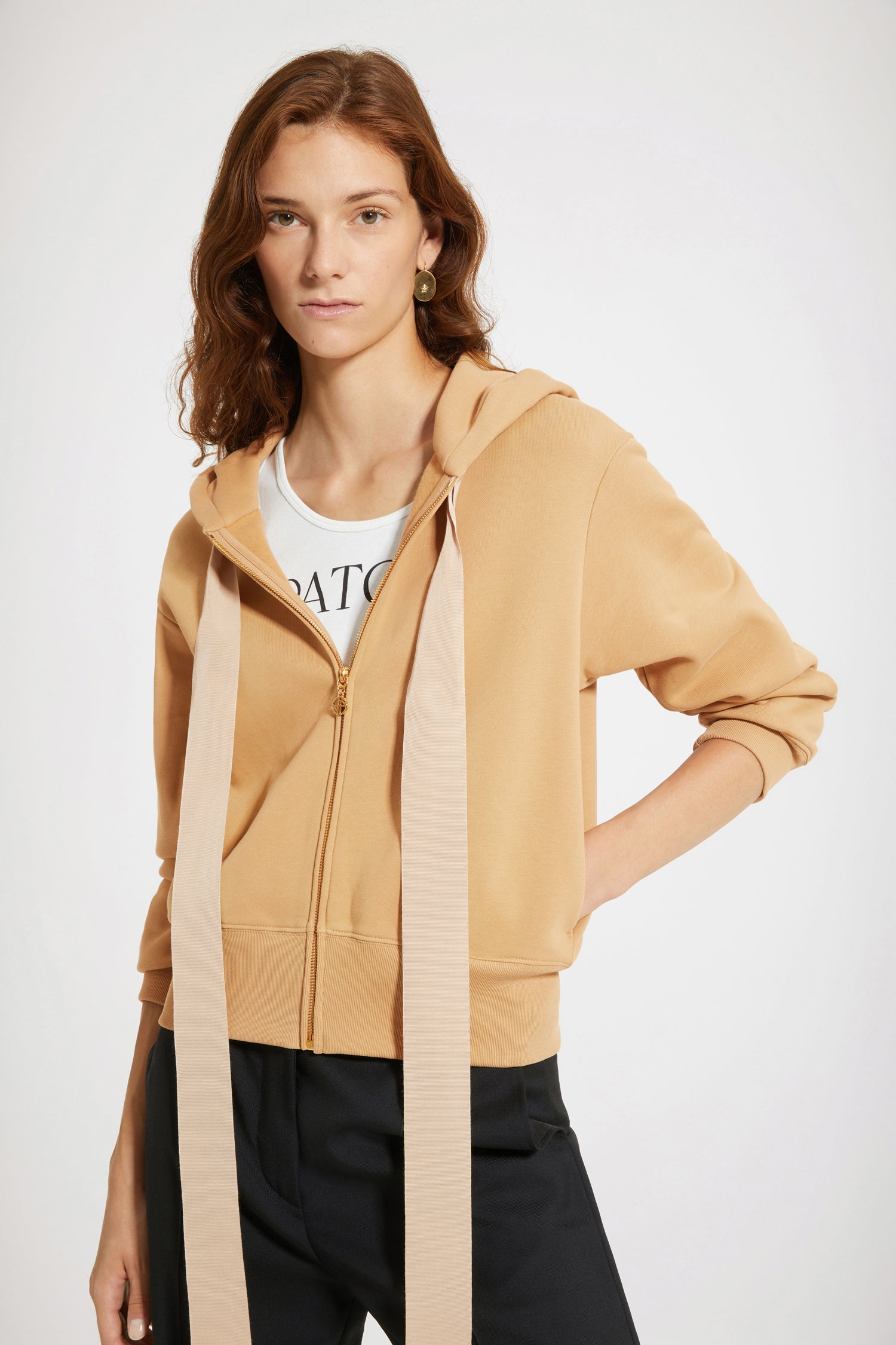 Patou A21JE0079995105C sweat zippé marron coton XS-XL