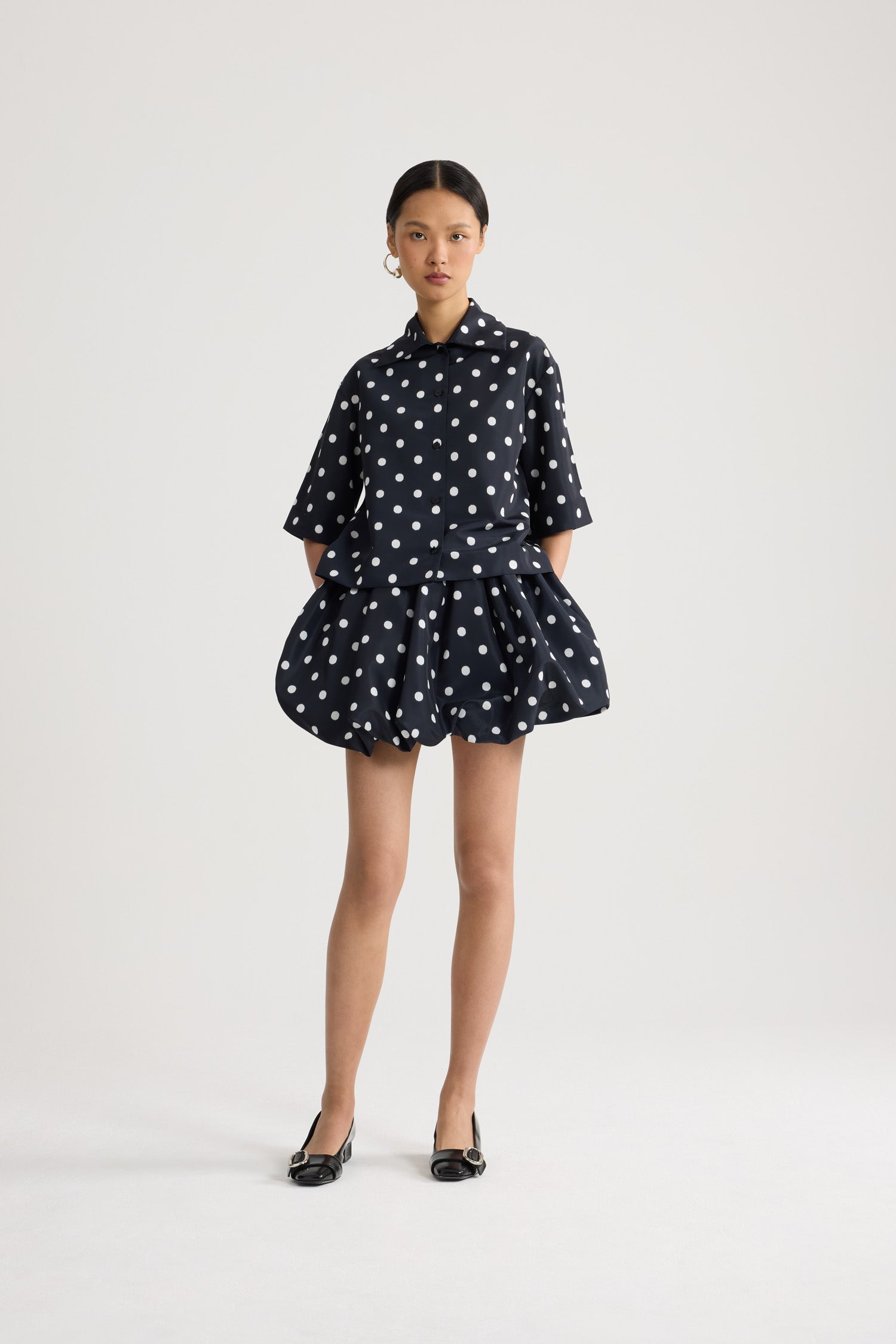 Patou P26BL05902455963 blouse pois bleue faille
