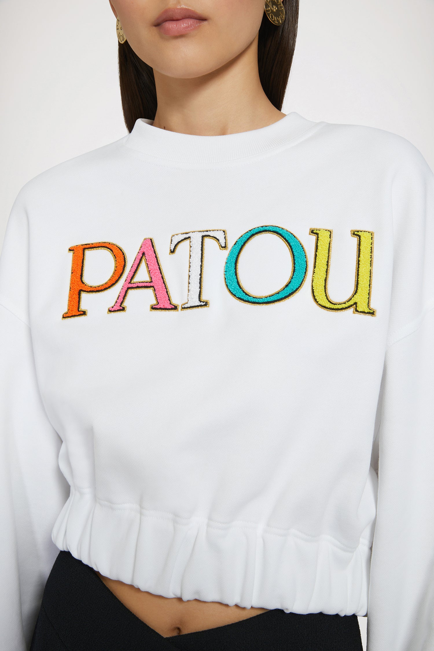 Patou JE099 sweat cropped coton bio blanc