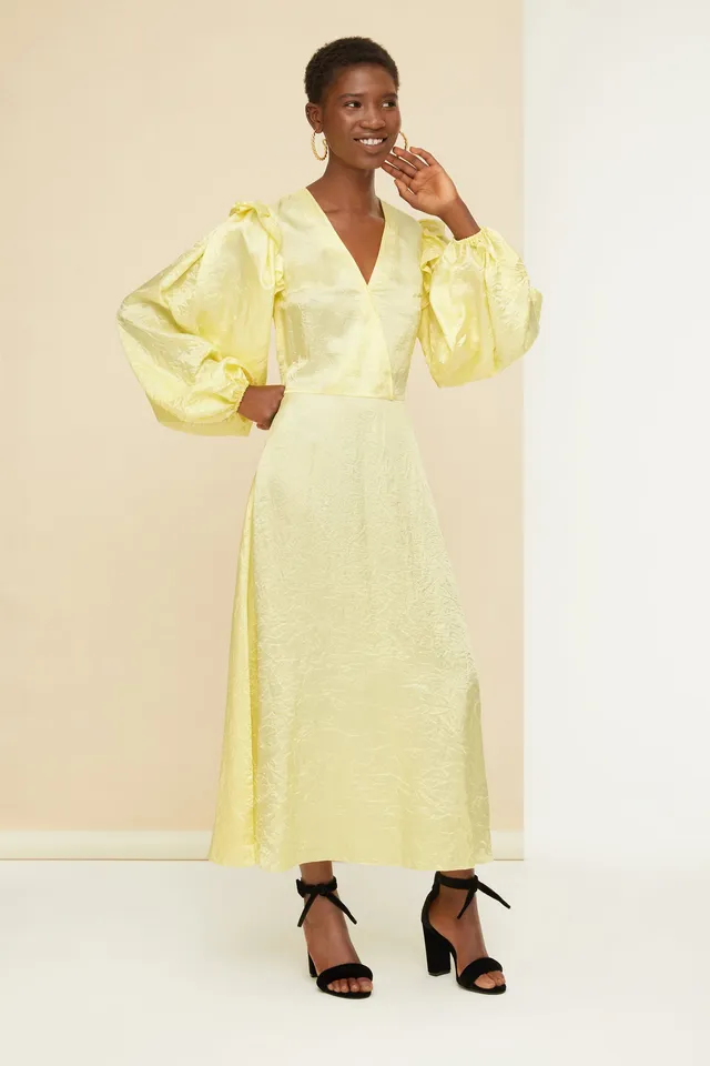 Patou DR090 robe satin jaune Popcorn maxi 34-44