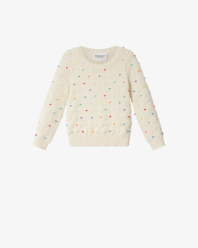 Isabel Marant Priyanka pull écru-multicolore laine à perles