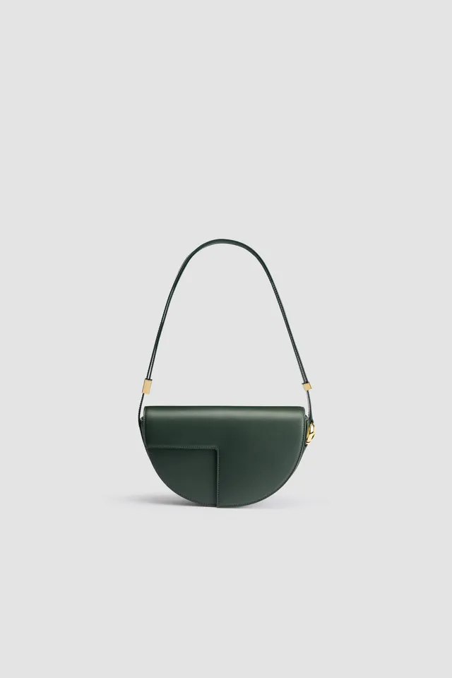 Patou H24BA0015000754B sac cuir vert bouteille