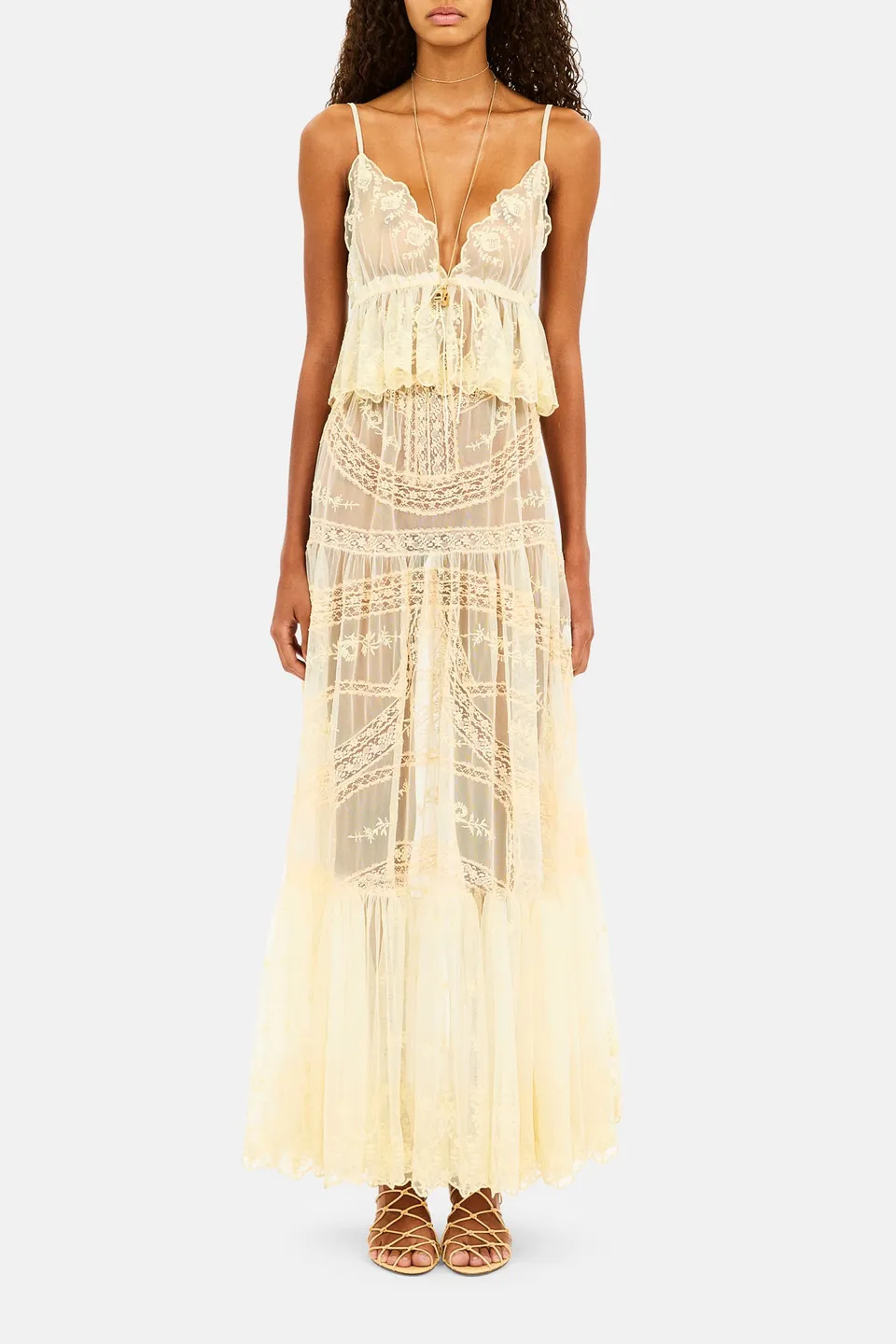 Ulla Johnson Margherite jupe maxi Pearl tulle brodé taille haute