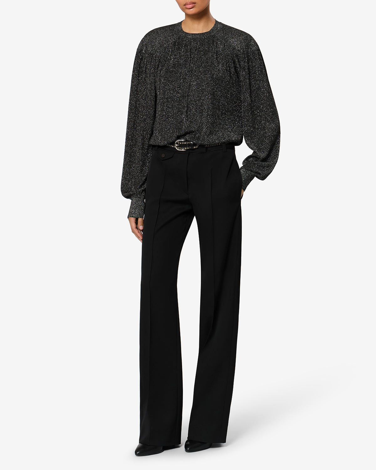 Isabel Marant Enza pull maille lurex noir taille ajustée