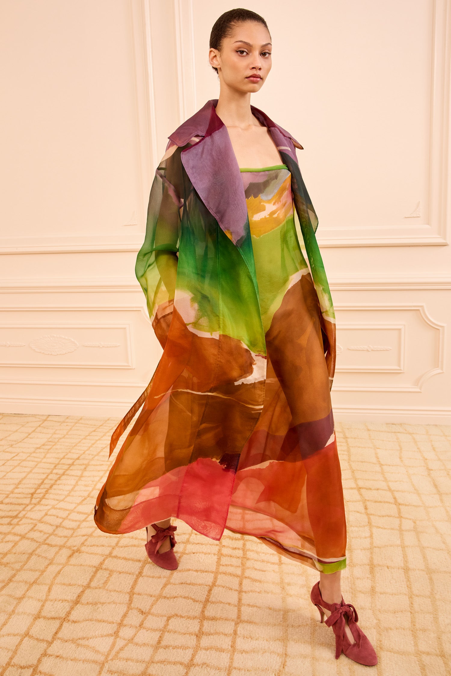 Ulla Johnson Novalie Trench Soie Organza Multicolore