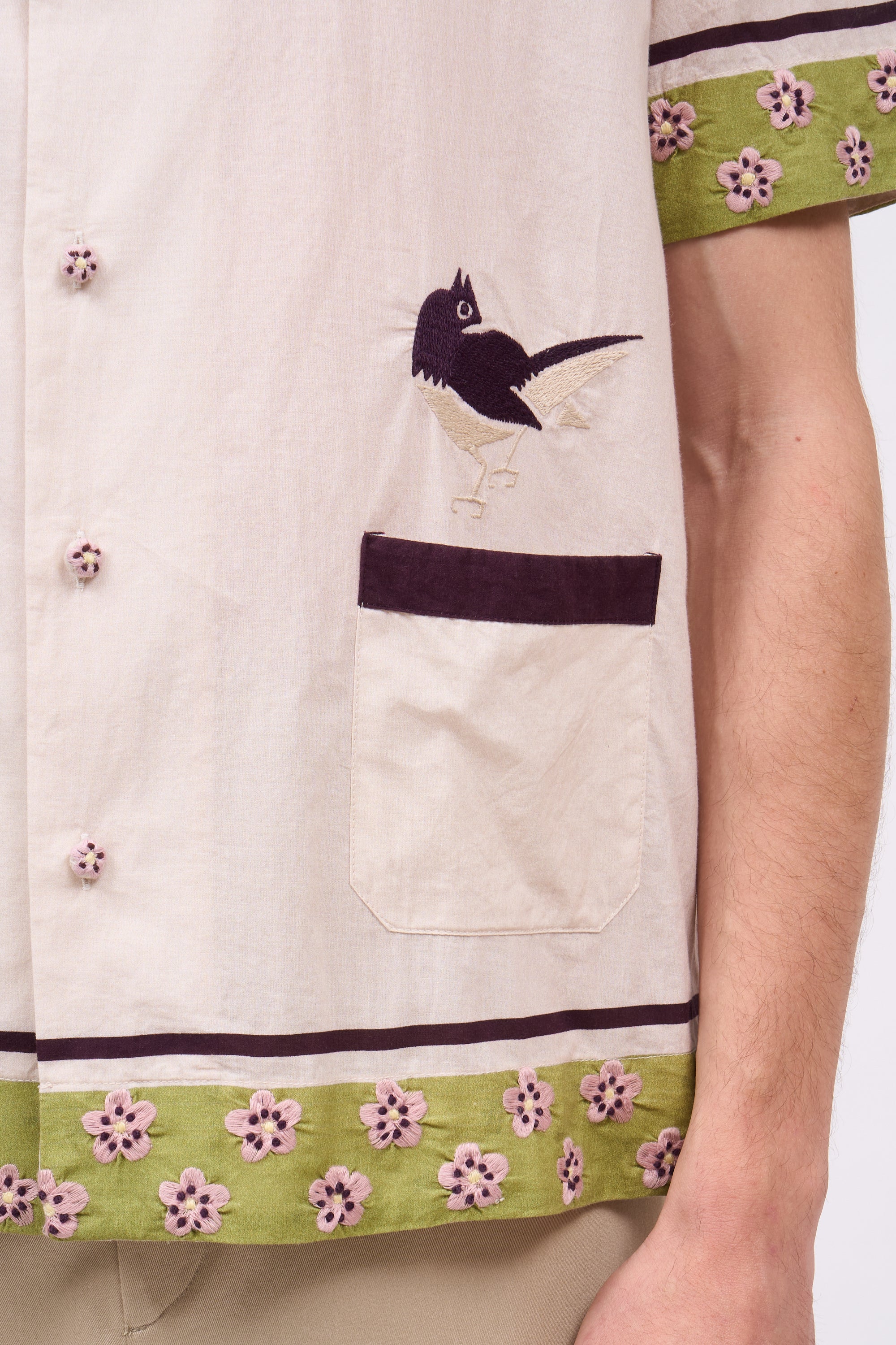 Paul & Joe Prevert chemise coton brodé beige manches courtes