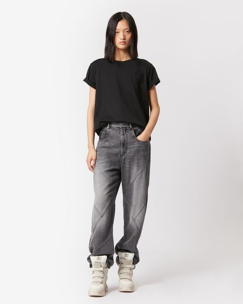 Isabel Marant Aby t-shirt coton noir logo brodé