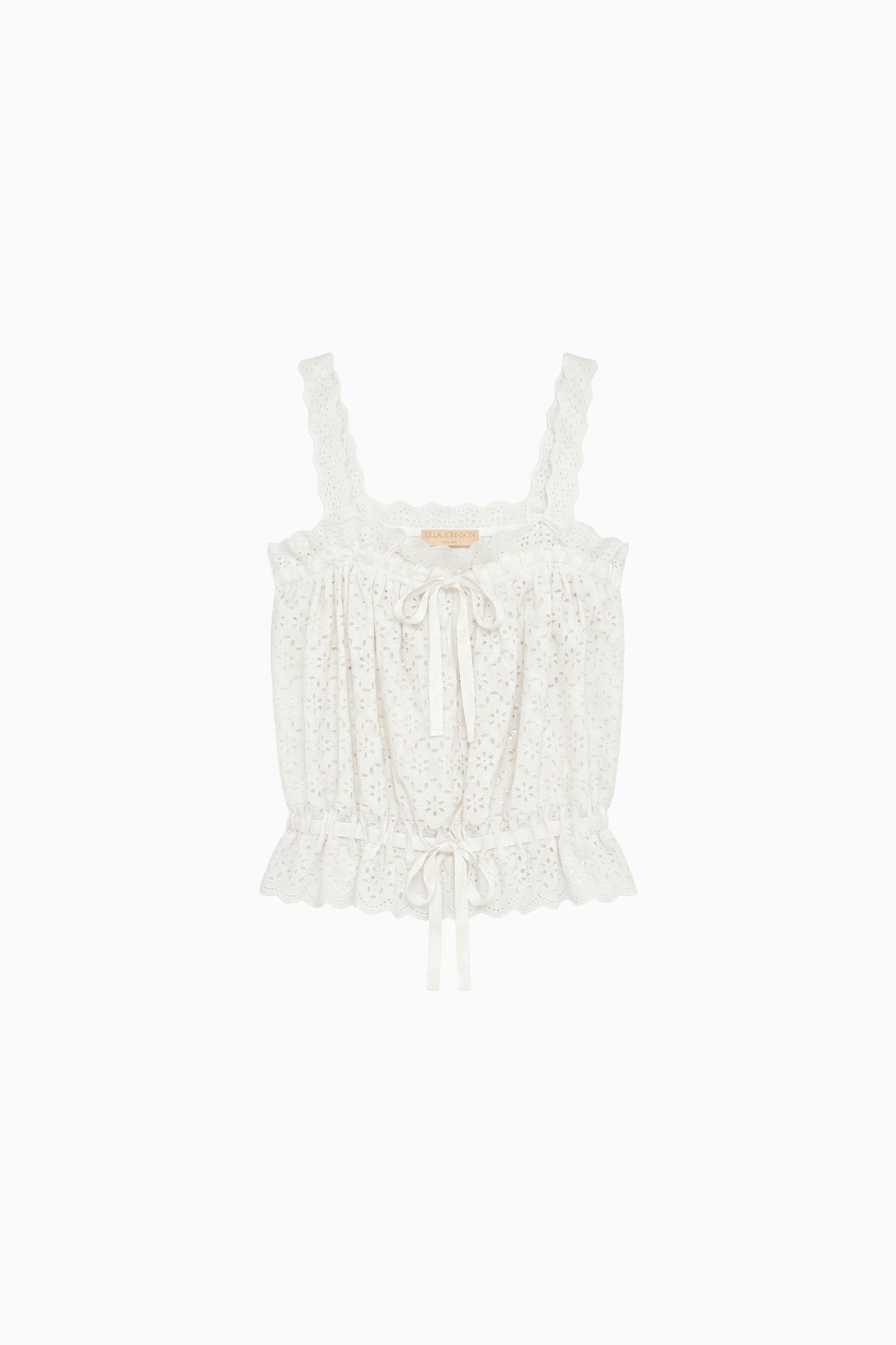 Ulla Johnson Isola top coton Pristine blanc œillets sans manches