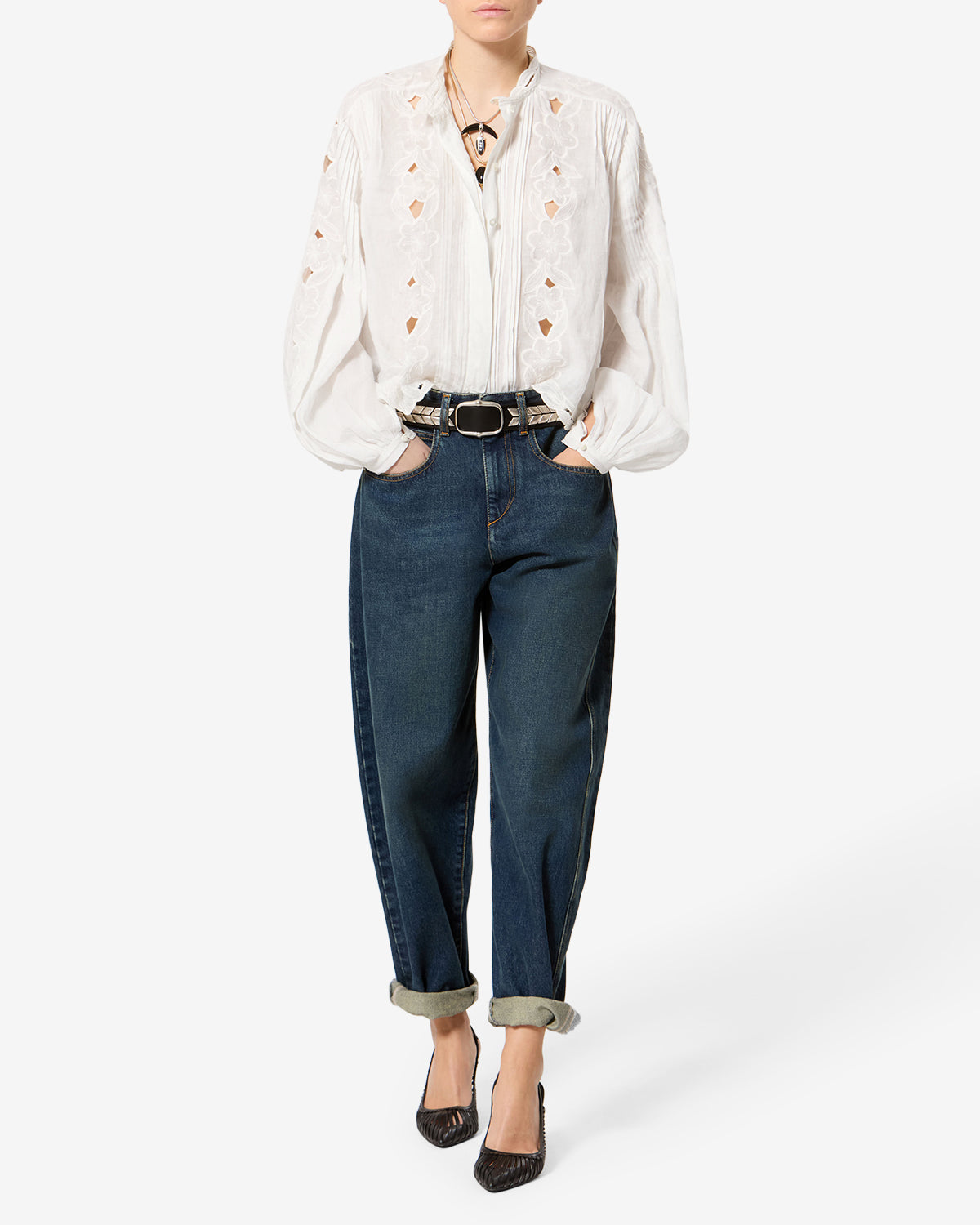 Isabel Marant Rubra HT0964FA blouse blanche broderie anglaise
