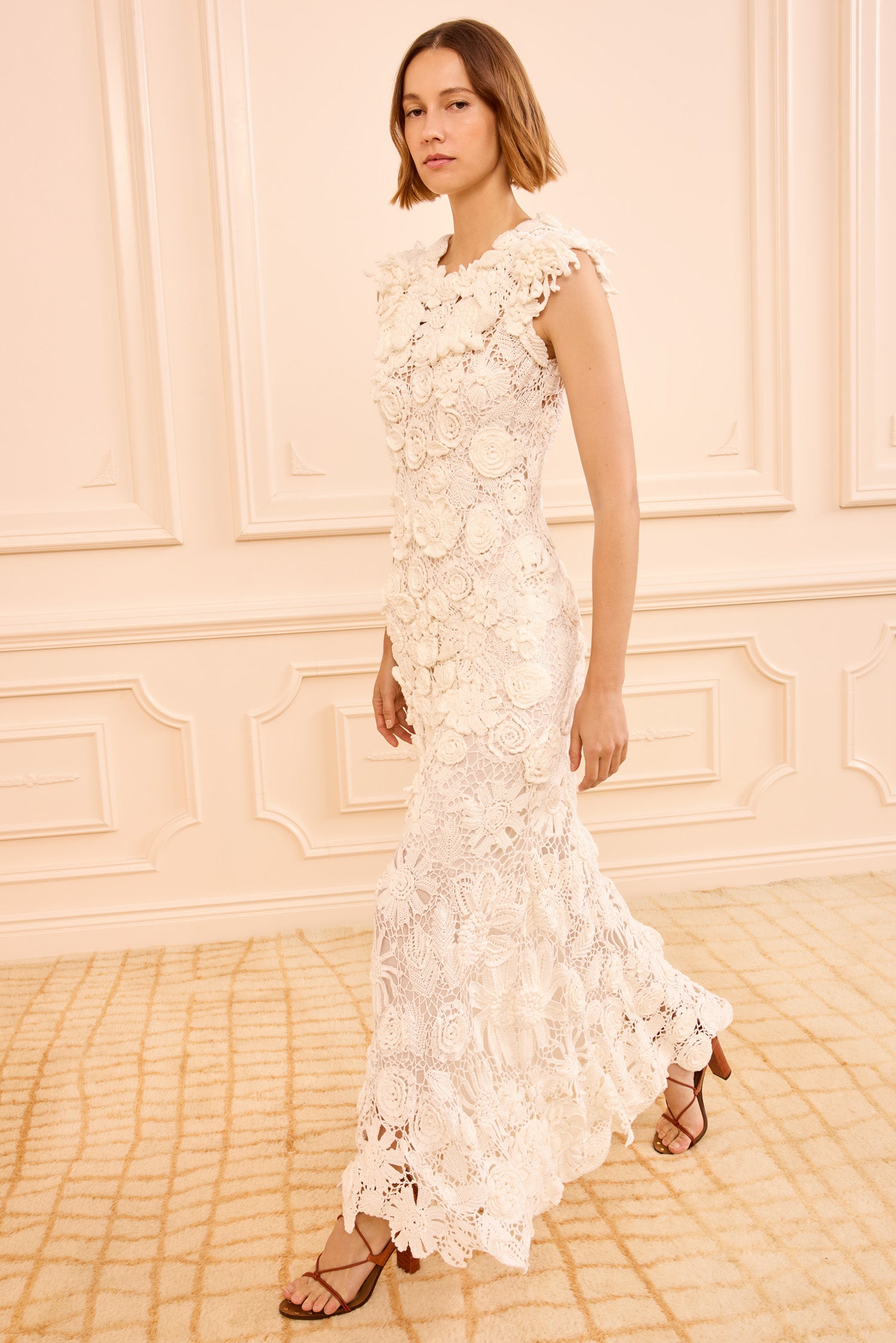 Ulla Johnson Anita Robe crochet ivoire maxi coton