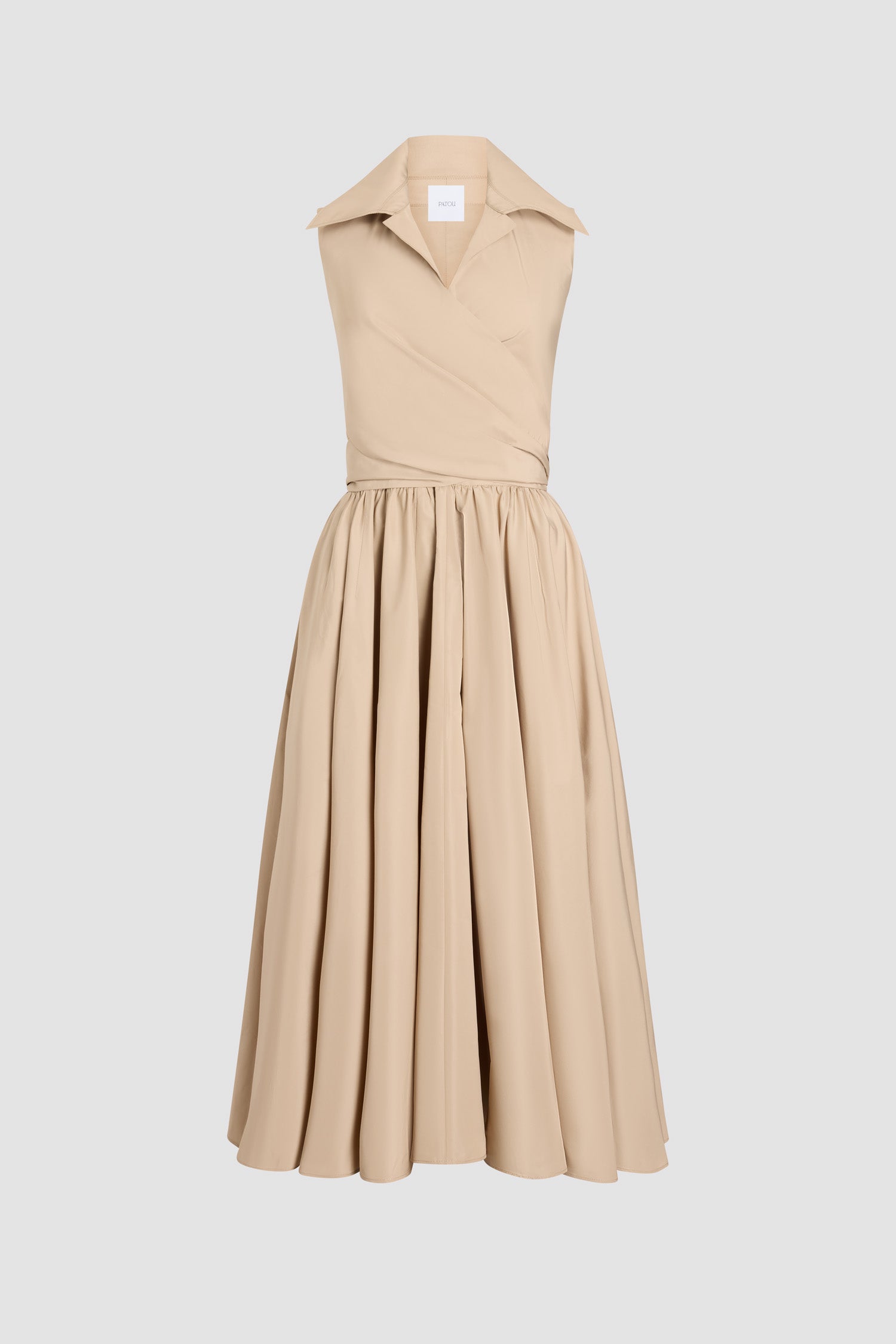 Patou DR223 robe midi faille drapée Dune sable