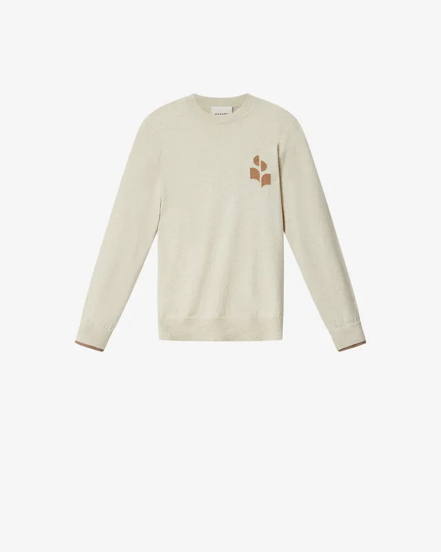 Isabel Marant Antea PU0874 pull gris-camel coton laine logo