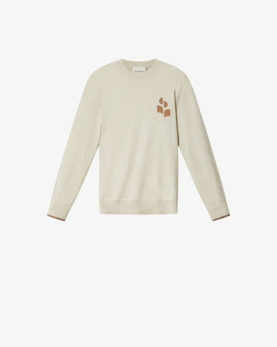 Isabel Marant Antea PU0874 pull gris-camel coton laine logo