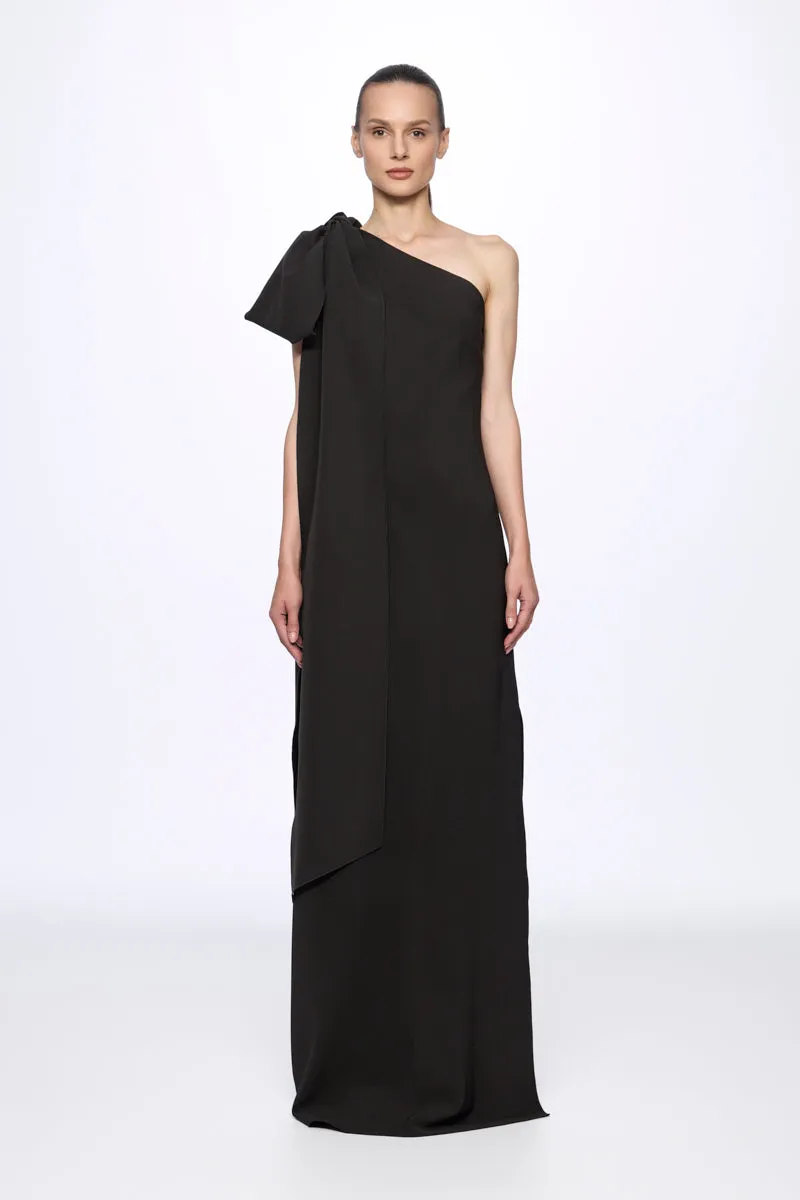 ATU Body Couture robe maxi noire une épaule nœud