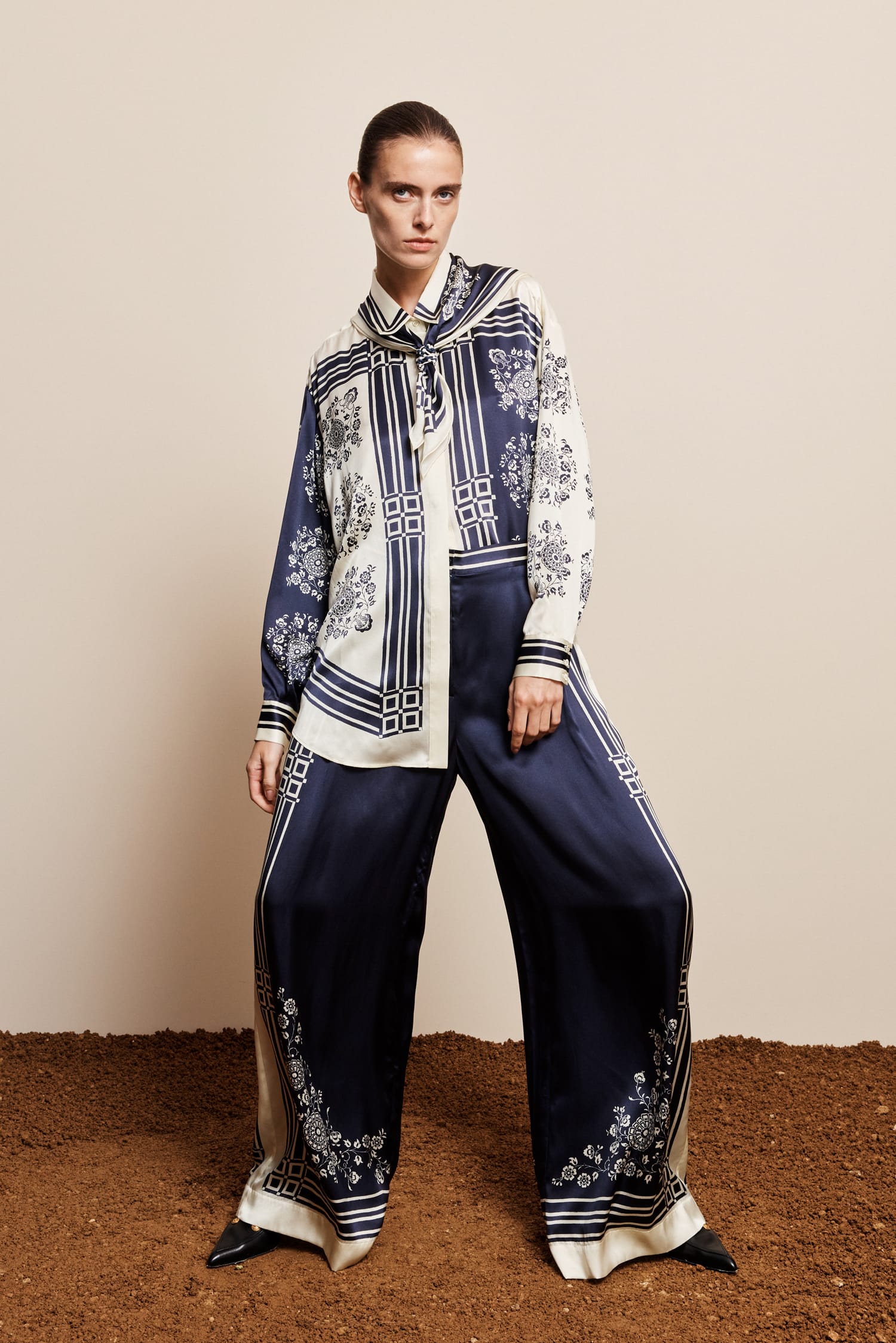 Alemaïs Banderra pantalon large soie imprimé floral