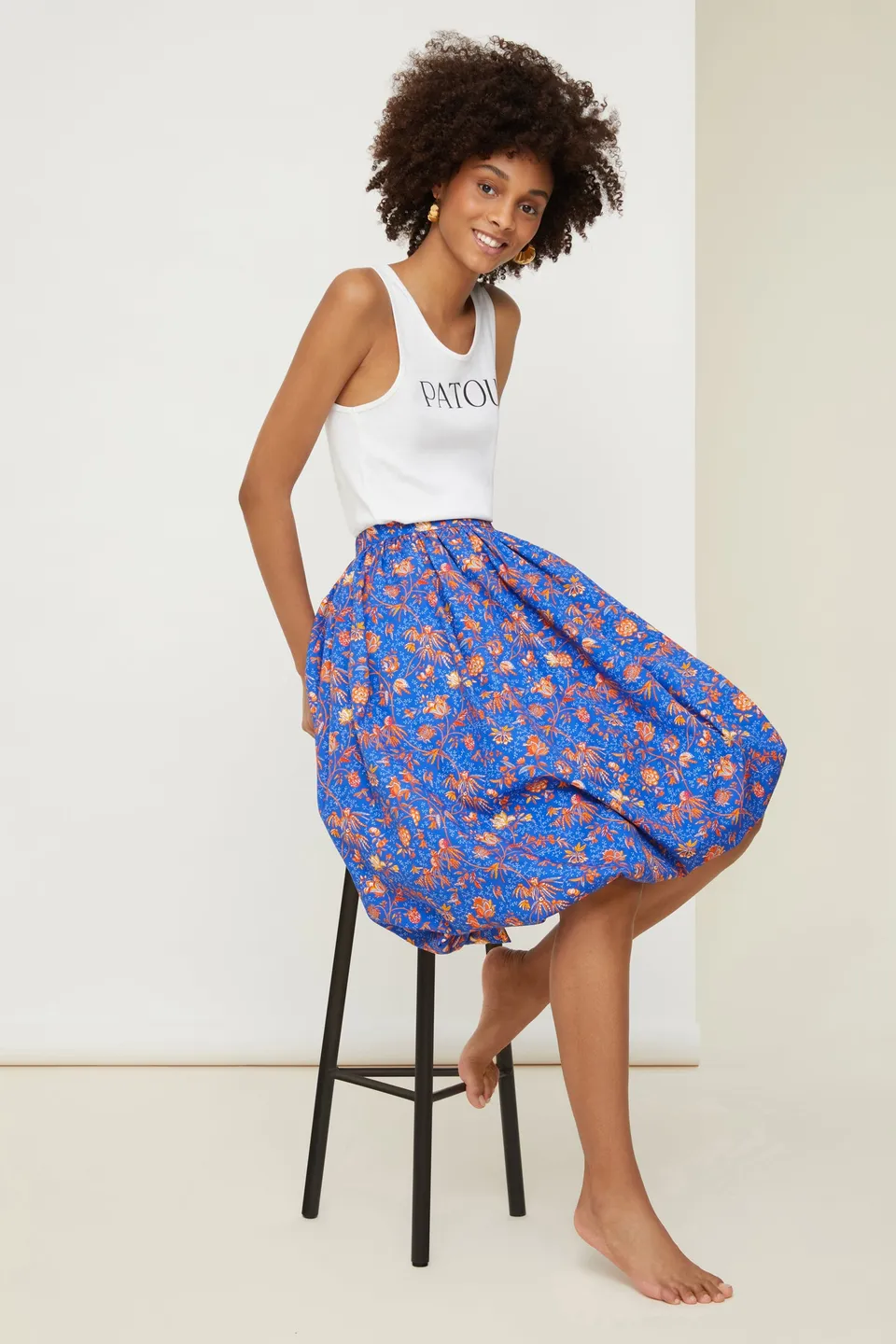 Patou SK019 jupe midi bubble coton bio imprimée citrus