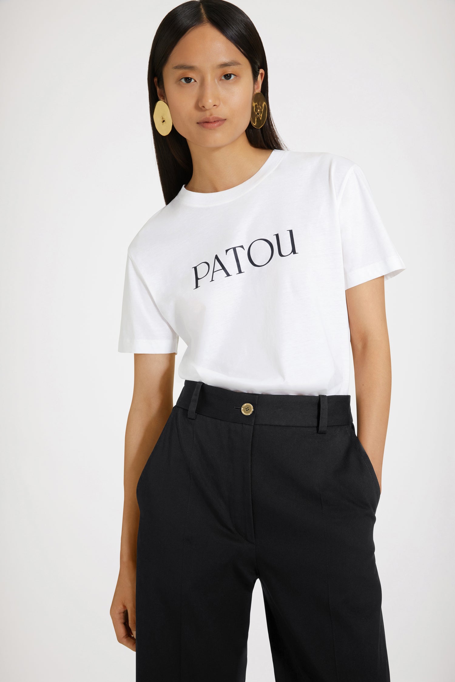 Patou Trousers P23TR0020074999B pantalon noir gabardine coton