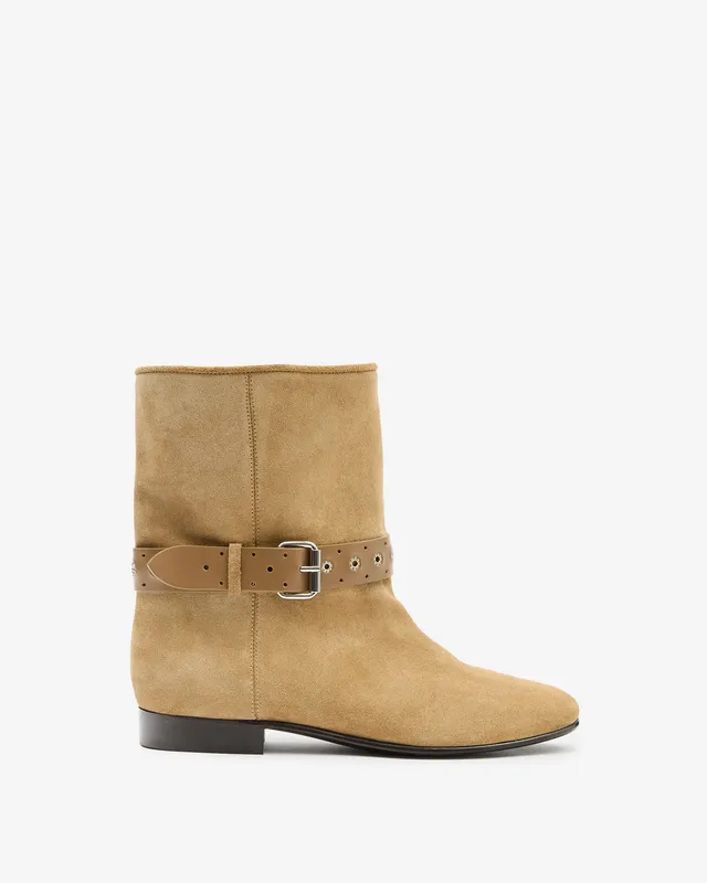 Isabel Marant Reena bottines cuir velours taupe plates