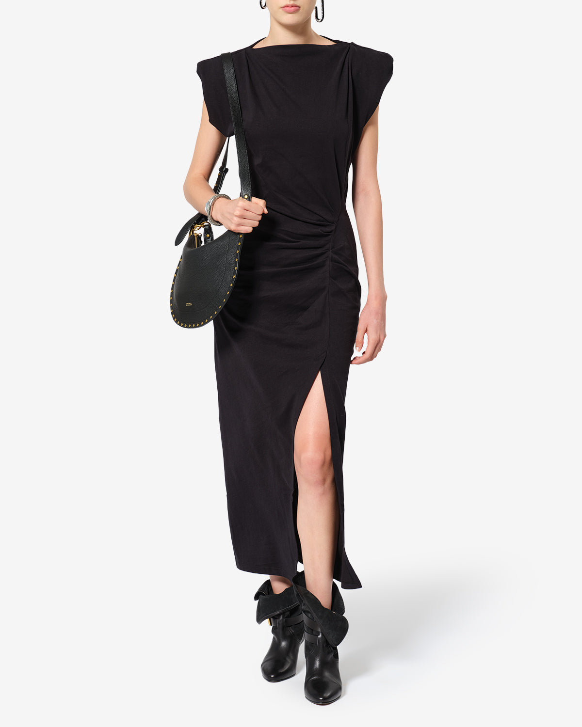 Isabel Marant Nadela RO0307FA robe noire jersey drapée