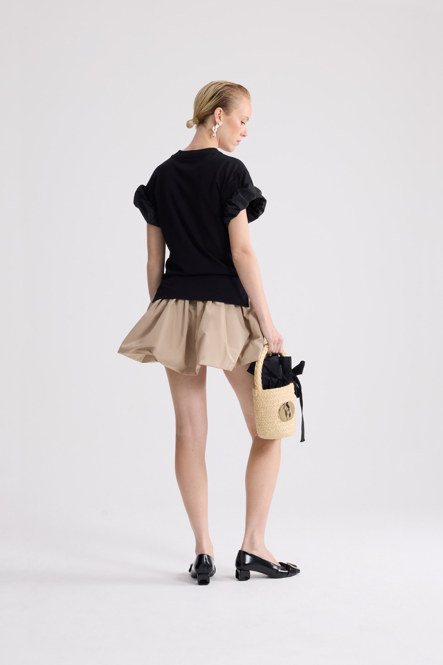 Patou JE225 t-shirt noir coton bio manches faille