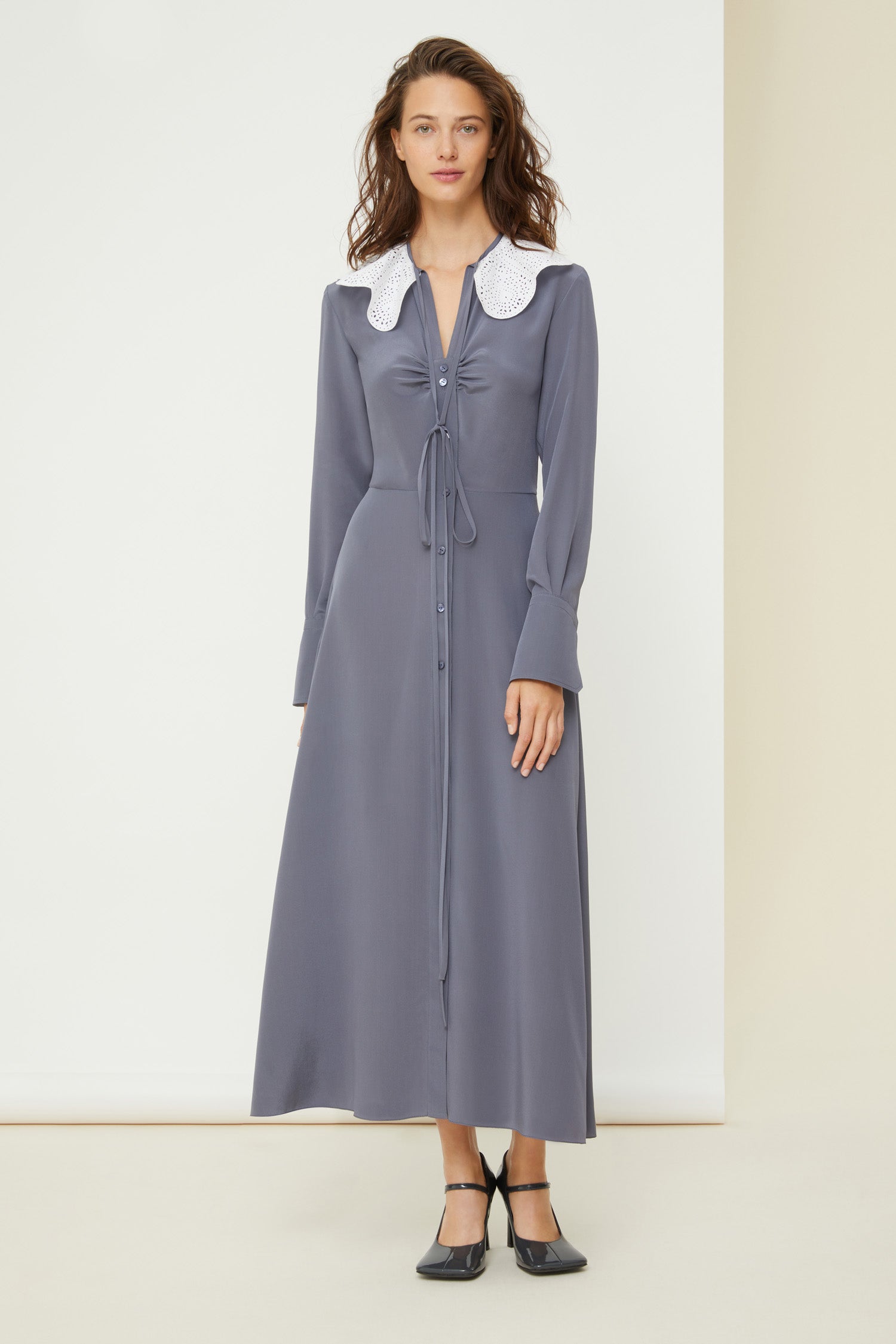 Patou P21DR0680013910A robe cocktail satin gris