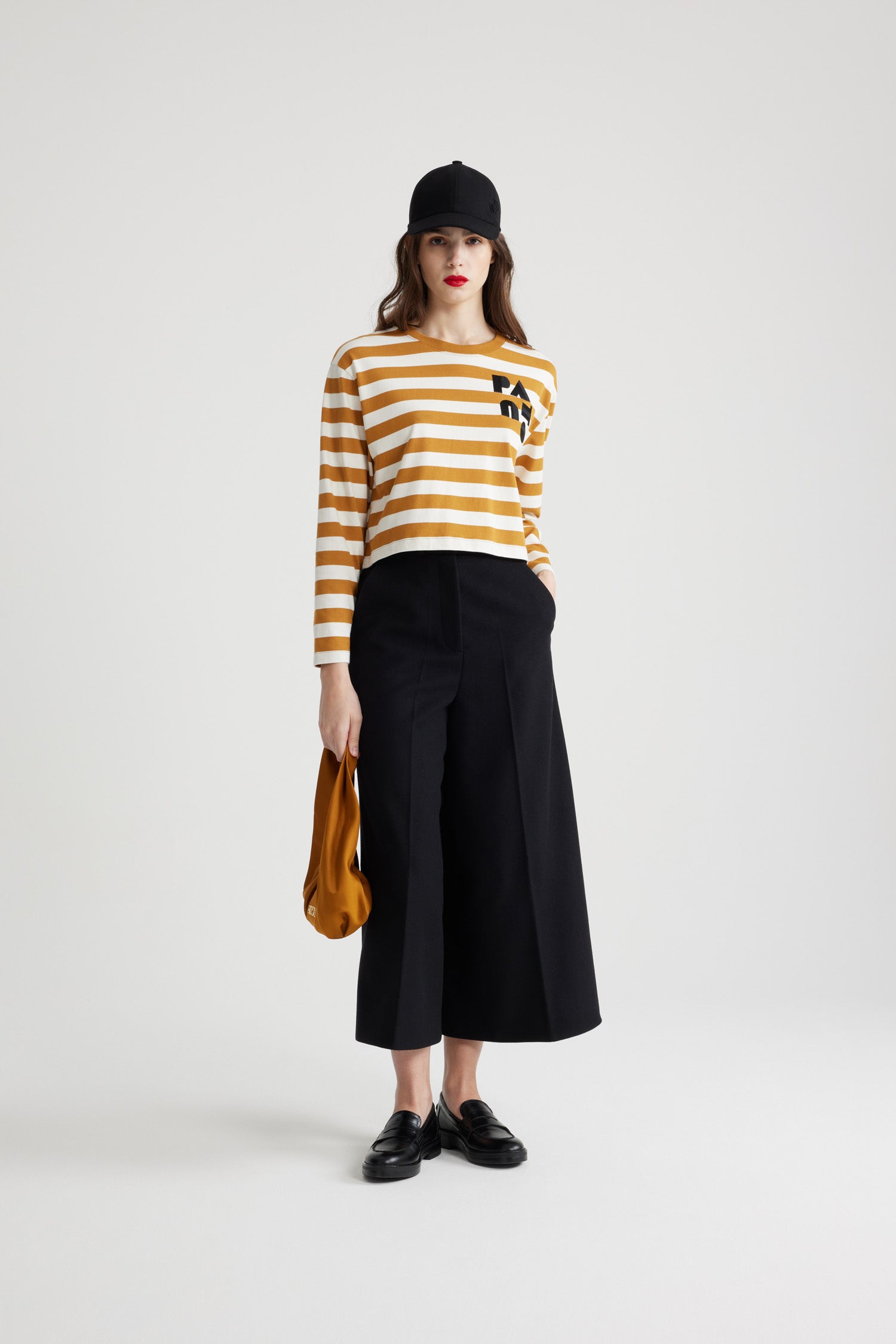 Patou JE123 top marinière cropped beige blanc coton bio