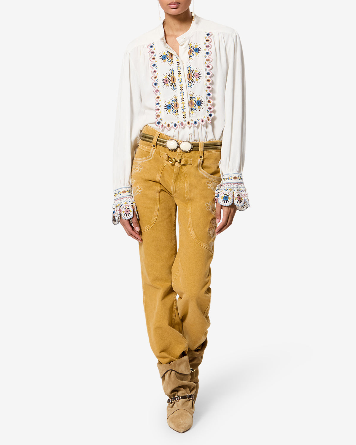 Isabel Marant Monique blouse écru lin broderie
