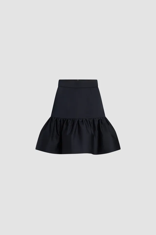 Patou P26SK0600074698N jupe mini volants bleu nuit coton bio
