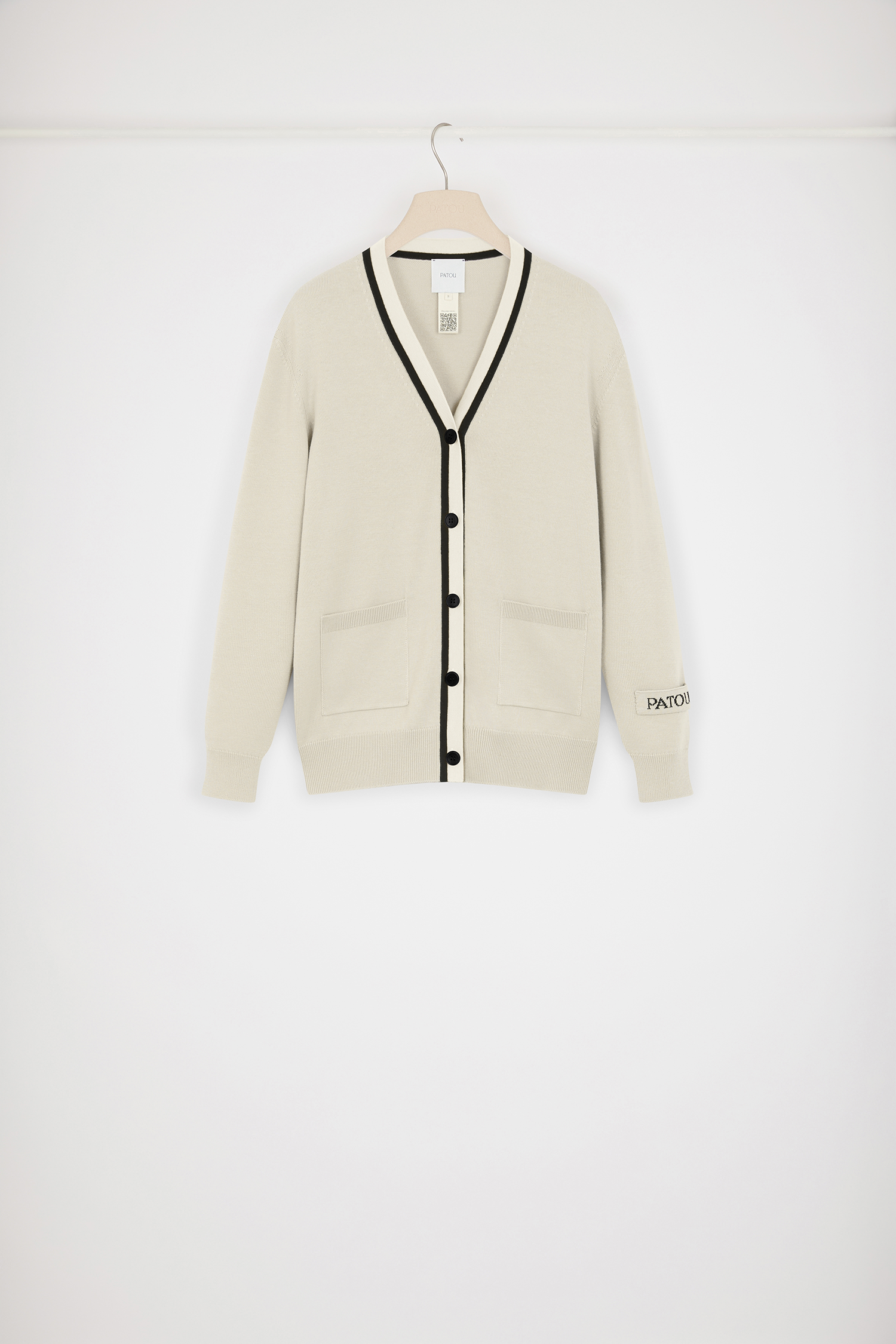 Patou P24KN1318067113B cardigan coton beige col