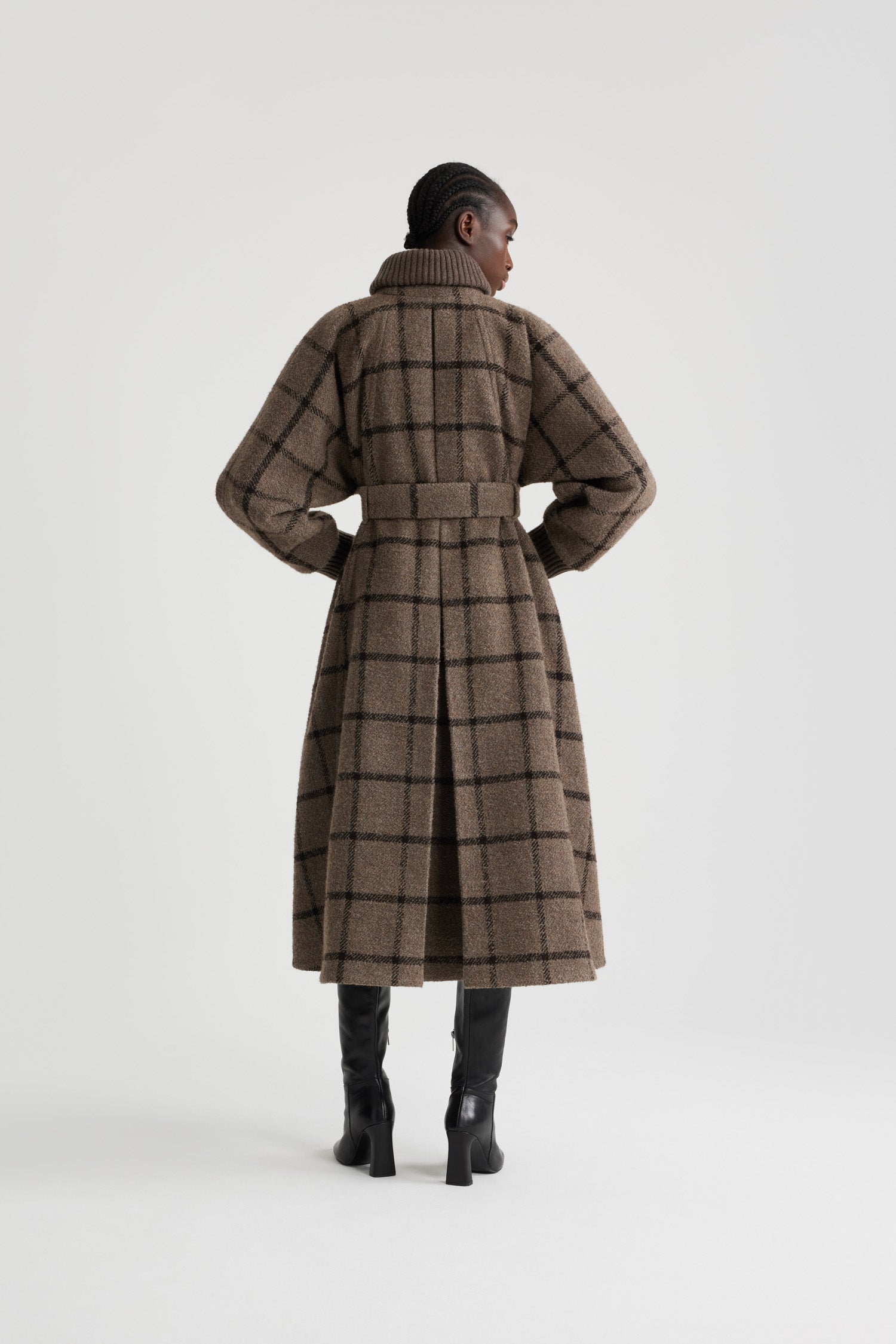 Patou H24CO02201845061 manteau gris à carreaux laine recyclée
