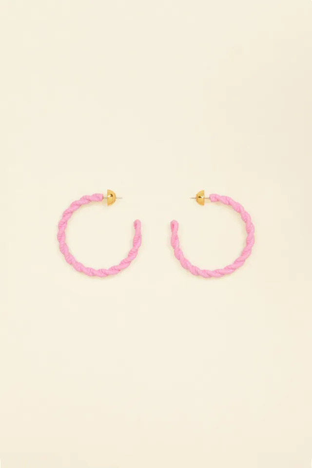 Patou JW073 boucles créoles tressées rose antique