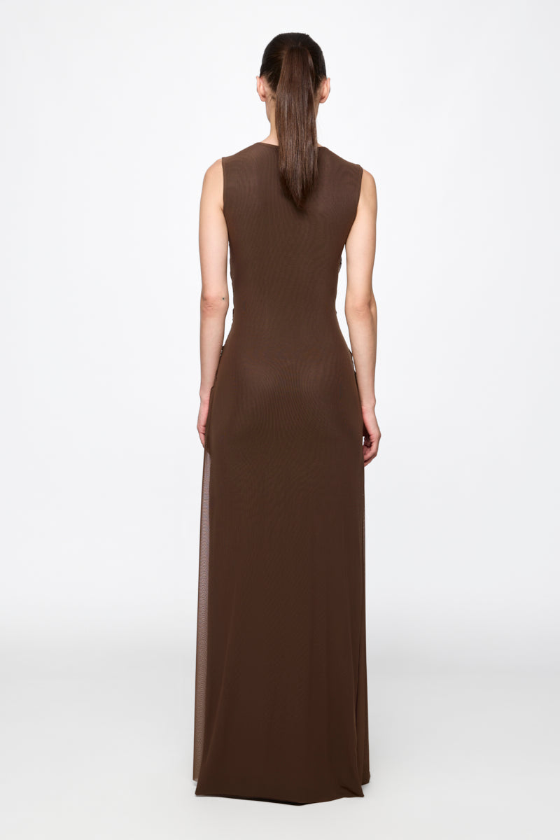 ATU Body Couture Emotional robe longue tulle marron chocolat