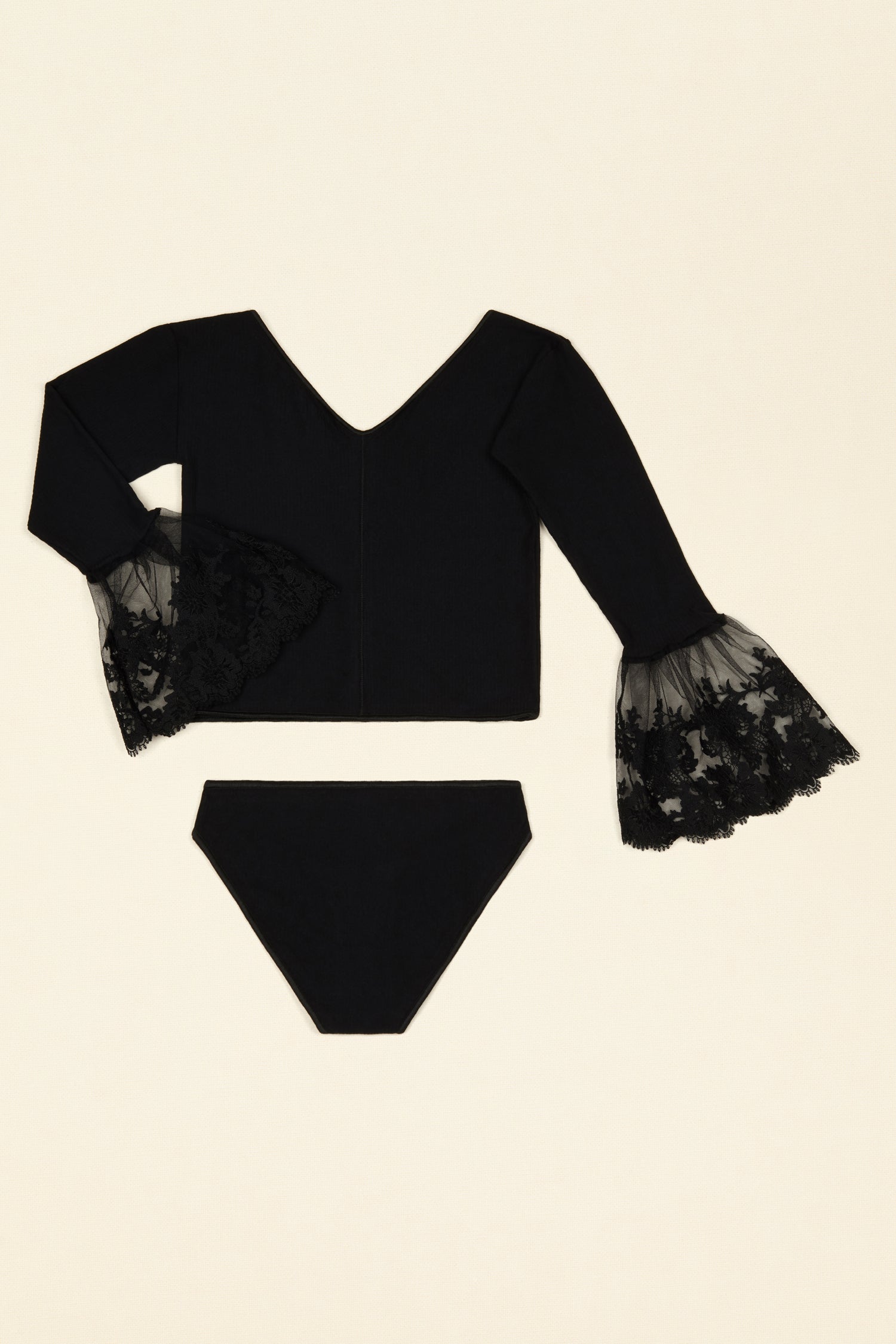 Patou Lingerie ensemble coton bio dentelle noir XS