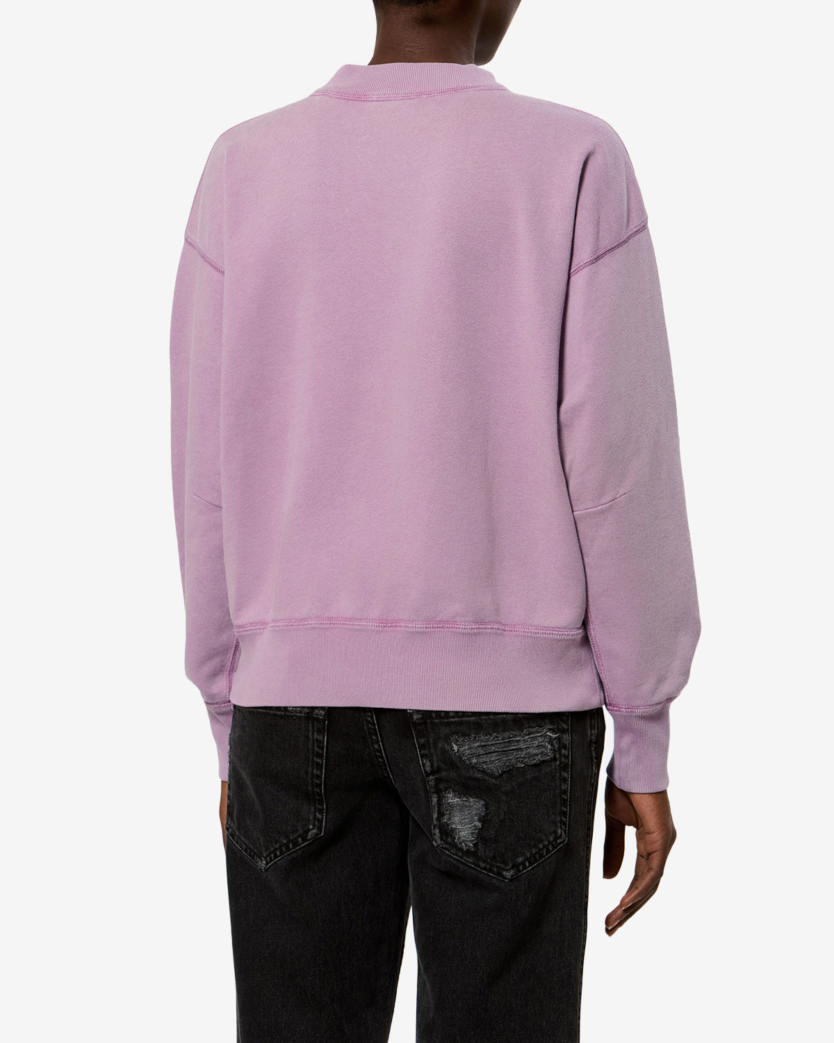 Isabel Marant Moby sweatshirt coton rose ecru col montant