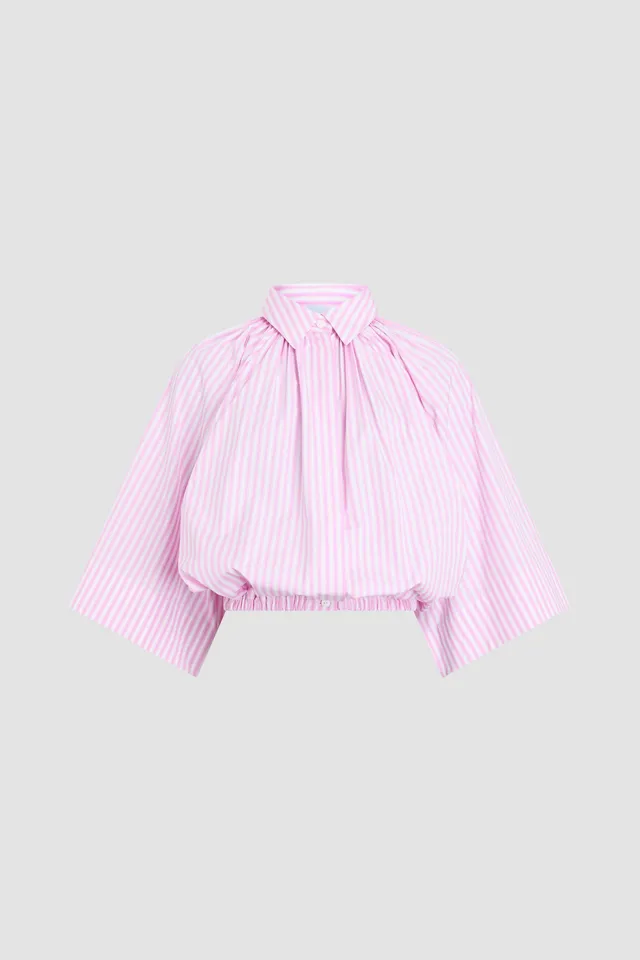 Patou Blouse rayée volumineuse coton bio Bougainvillea